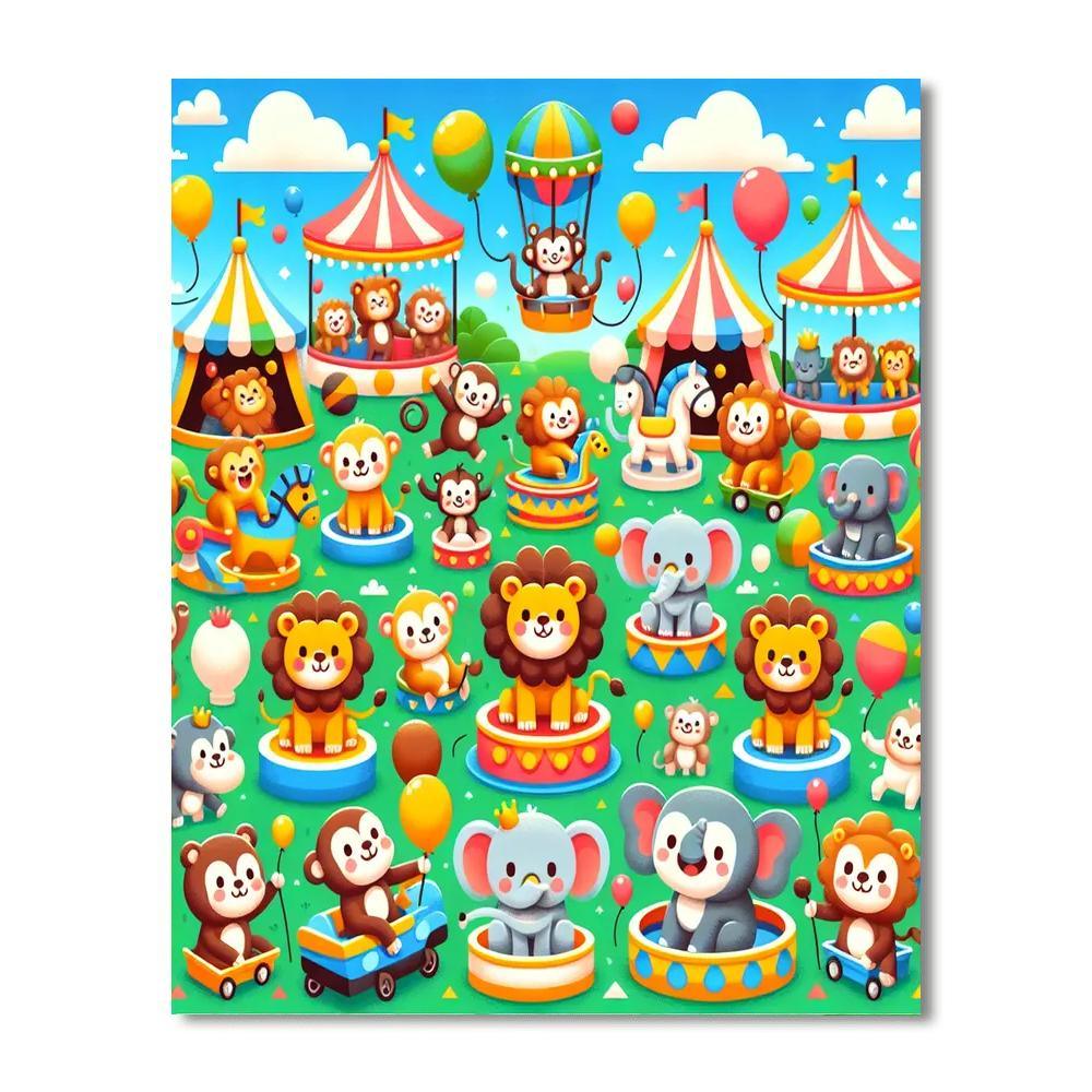 Fun At The Animal Carnival Paint By Numbers Art