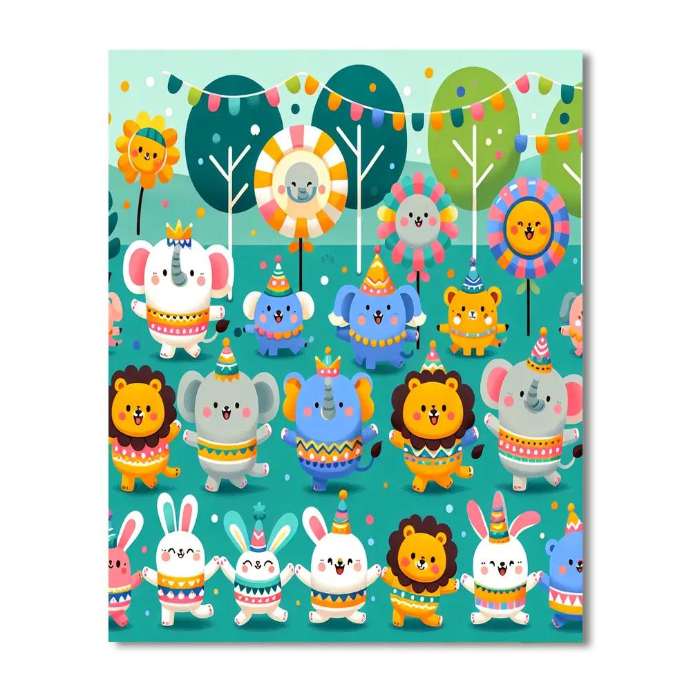 Animal Parade Festival Paint By Numbers Art