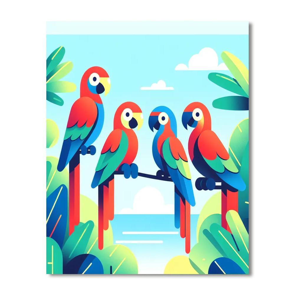 Peaceful Parrot Paradise Paint By Color