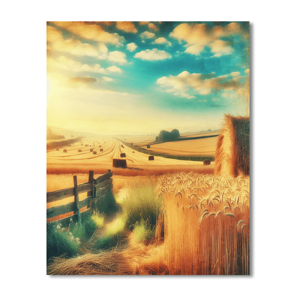 Golden Wheat Harvest Number Painting
