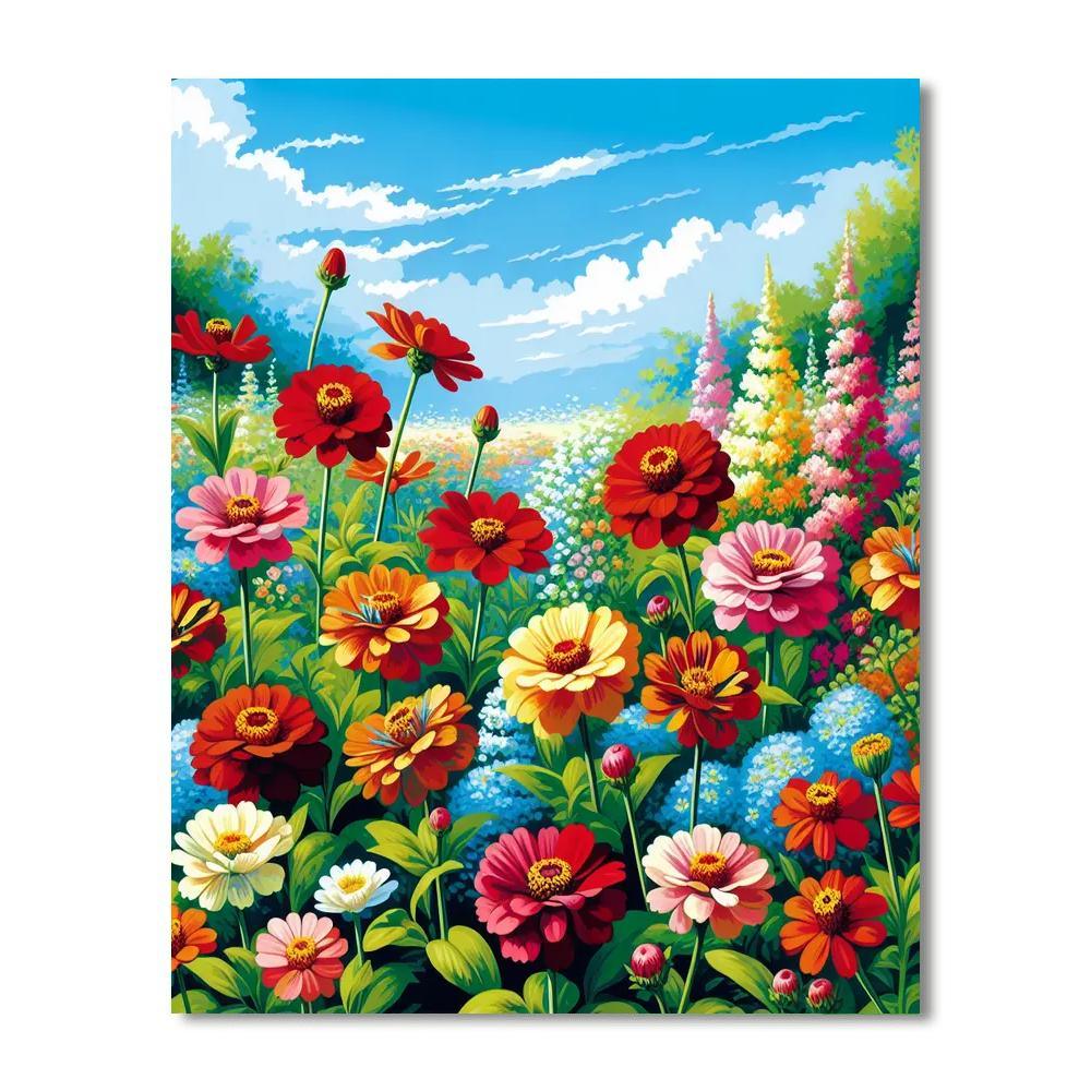 Bright Summer Blossoms DIY Paint By Numbers