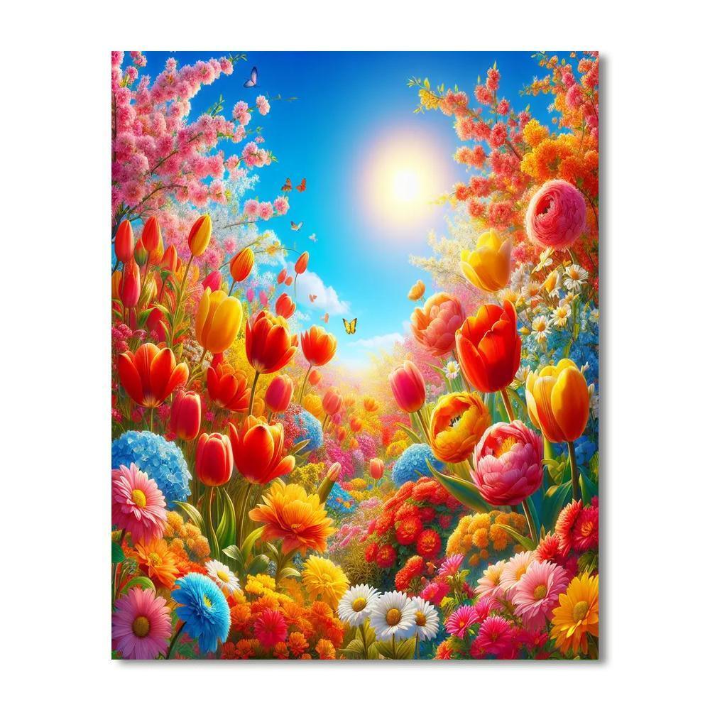 Springtime Blossoms Number Painting