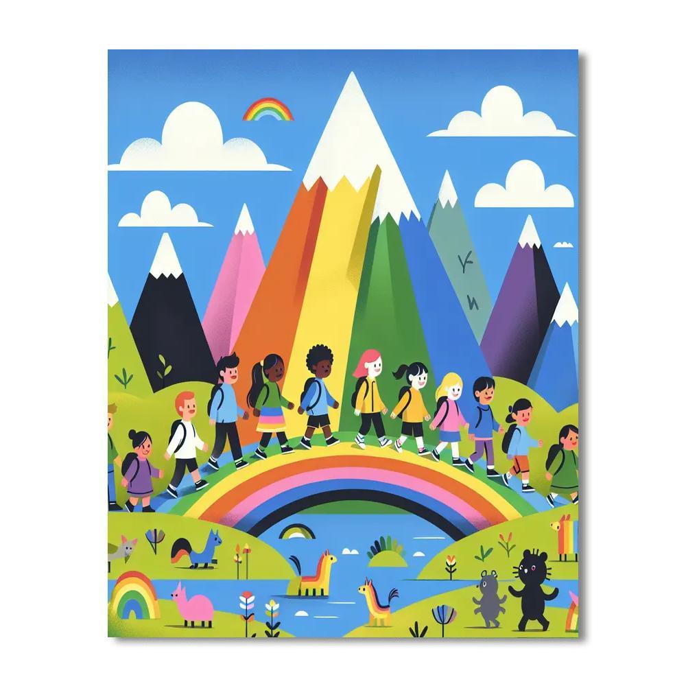 Rainbow Mountain Trek Paint By Numbers Art