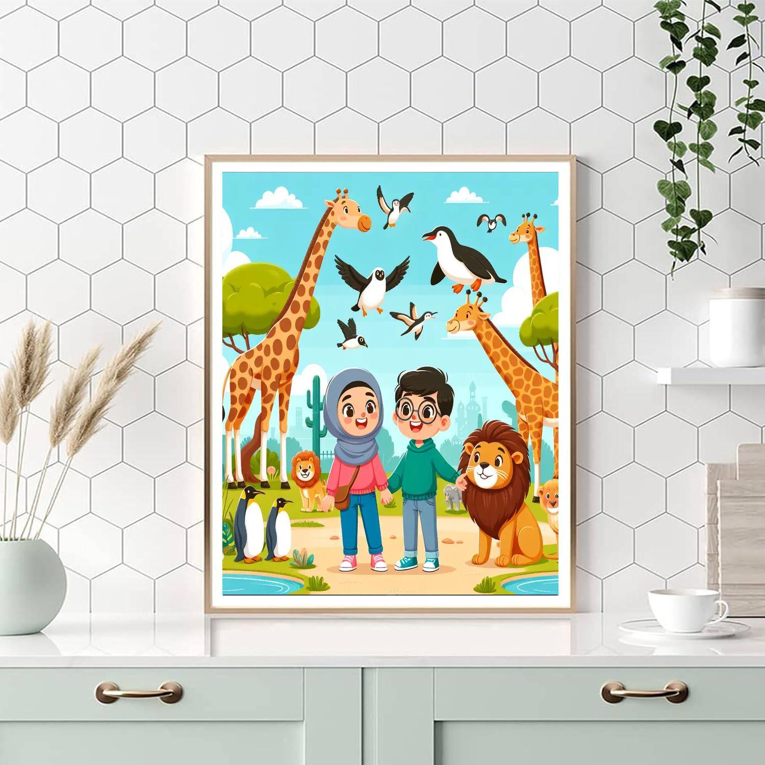 Zoo Adventure With Friendly Animals Painting By Numbers Kit
