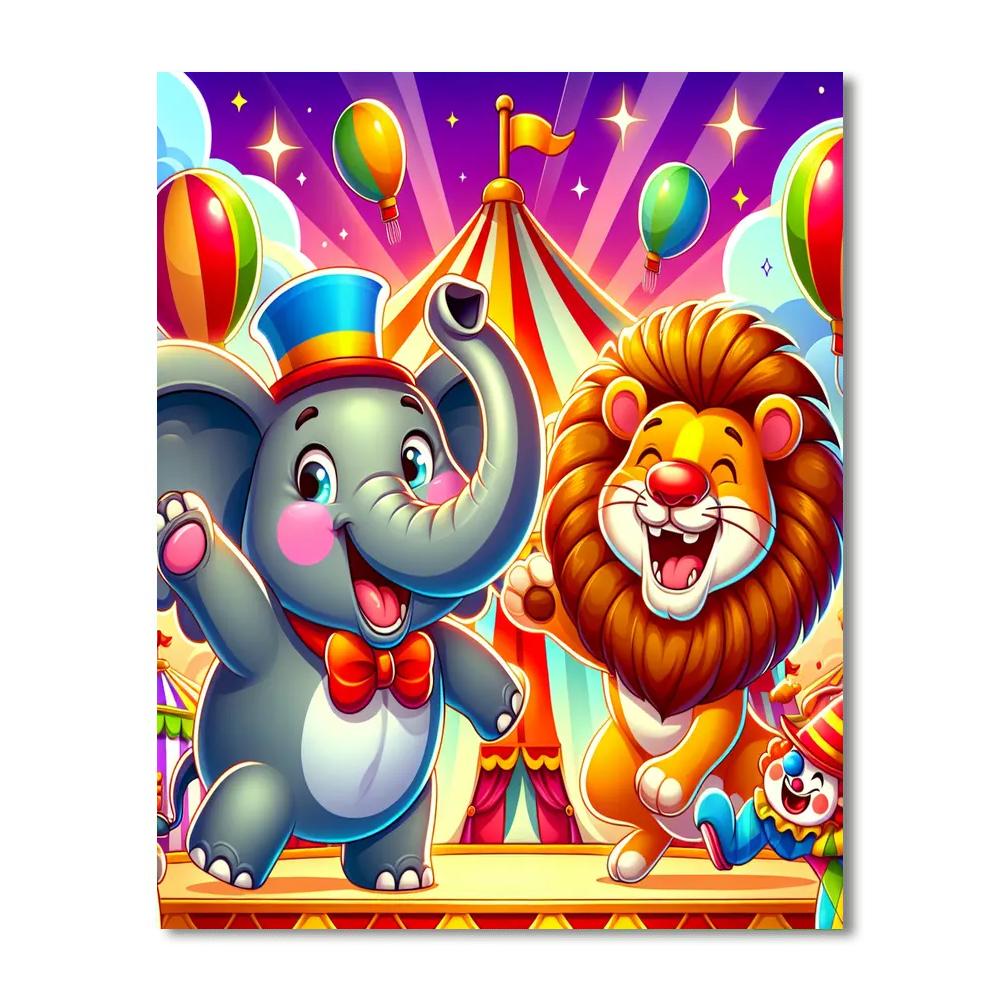 Whimsical Circus Animals Paint By Numbers Art