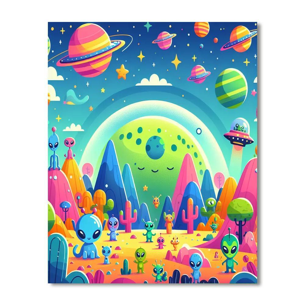 Galactic Alien Quest Paint By Numbers Art