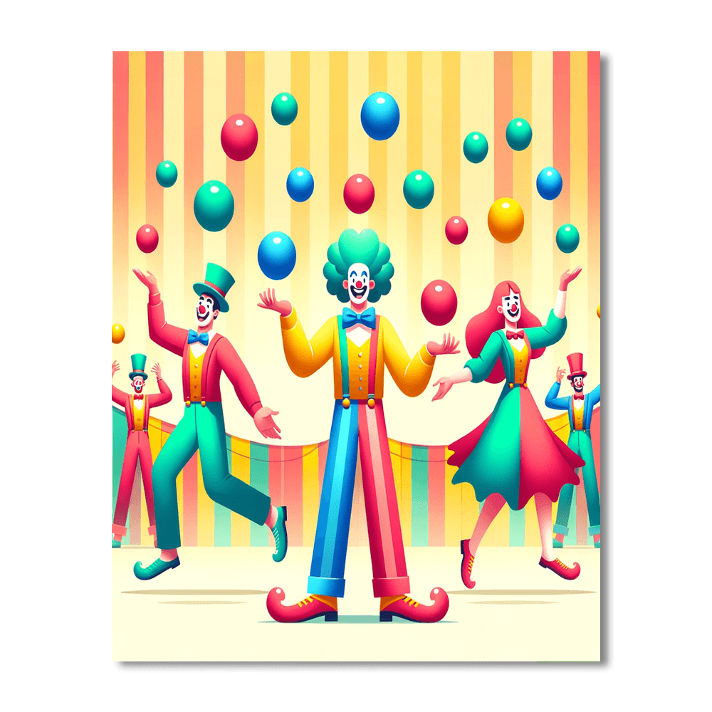 Colorful Circus Clowns Paint By Numbers