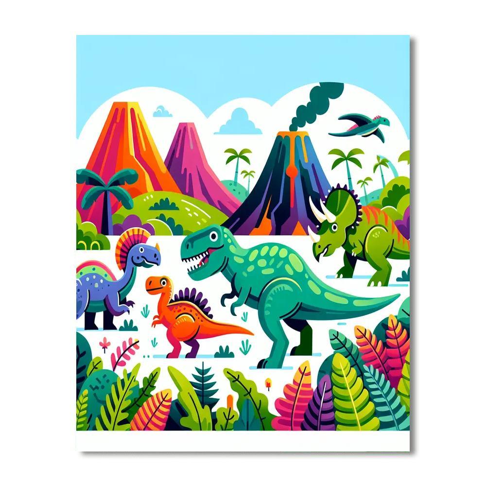 Prehistoric Dinosaur Roam Numbered Painting Kits
