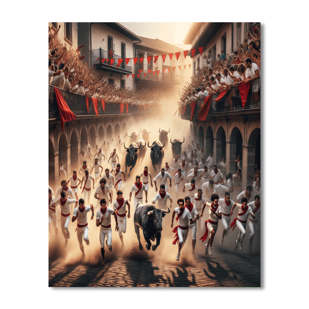 The Running Of The Bulls - Spain Painting By Numbers Kit