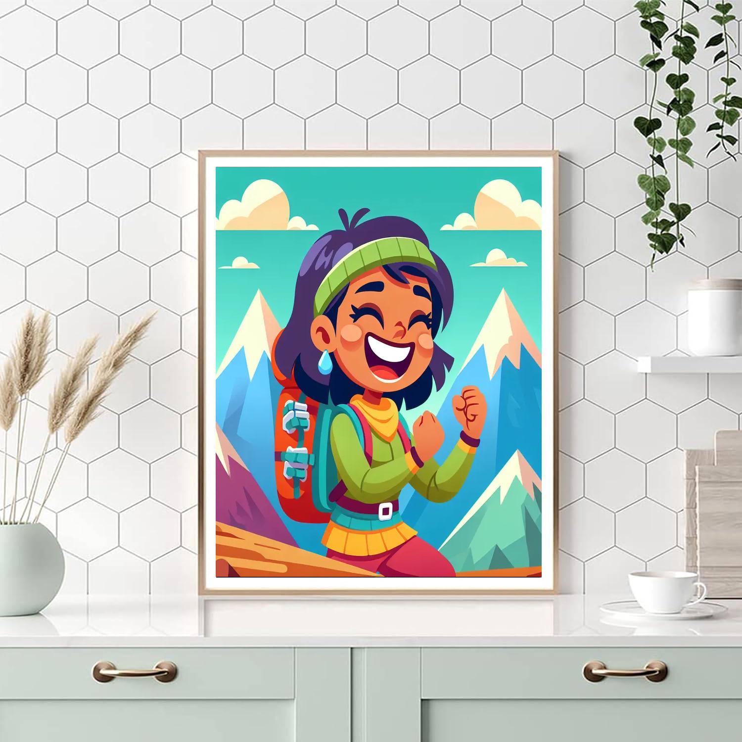 Friendly Mountain Climber Paint By Numbers Art