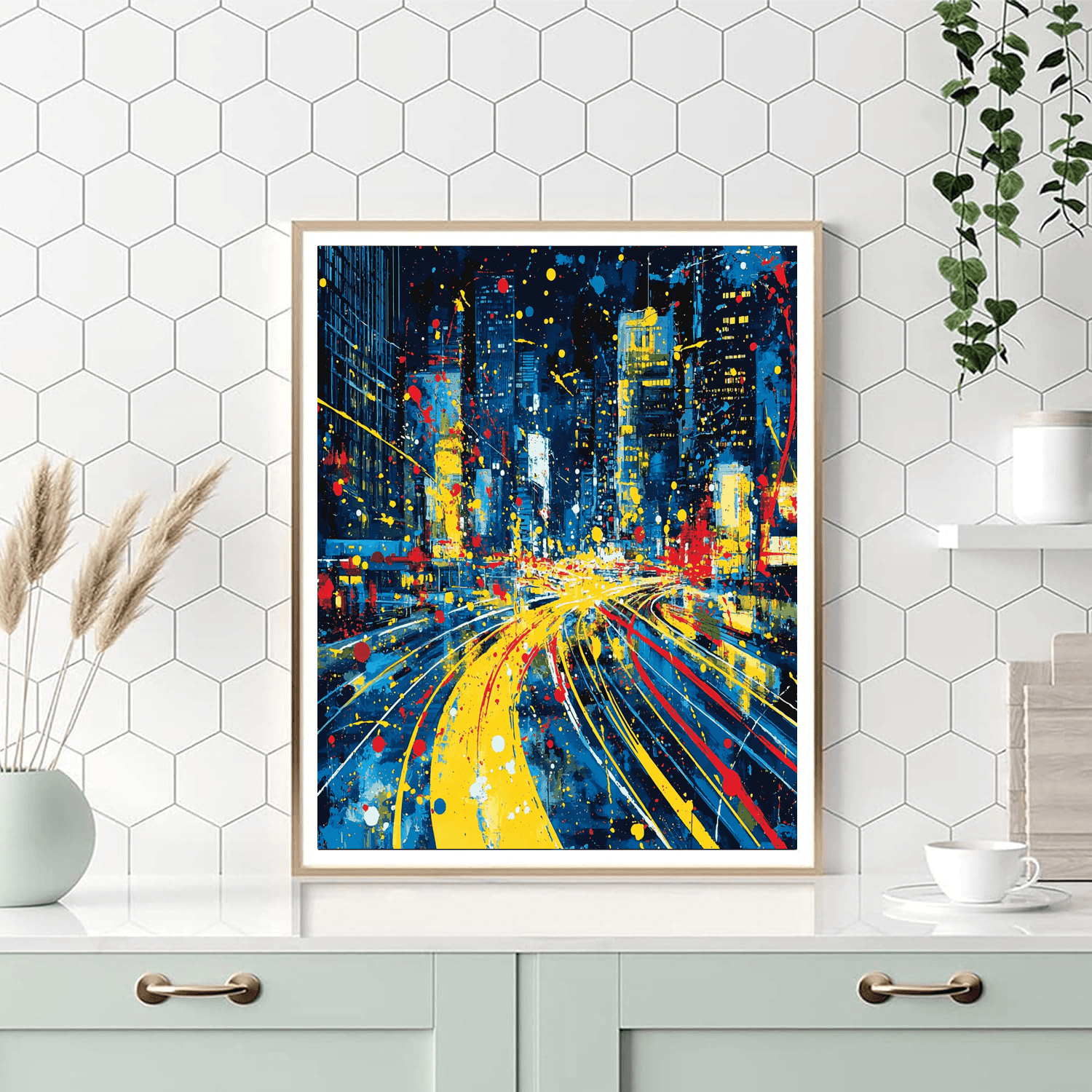 Jackson Pollock Inspired City Lights In Motion  Paint By Numbers Art