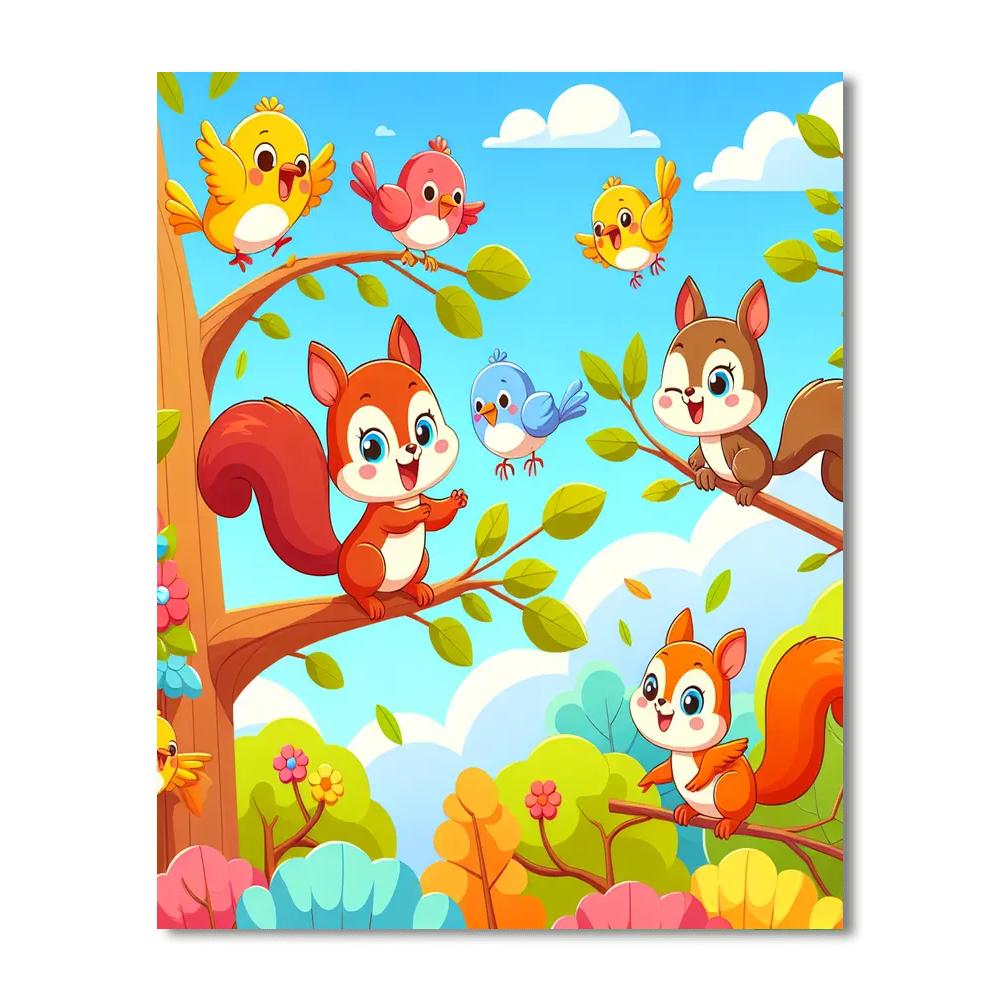 Happy Treetop Adventures Paint By Numbers Art