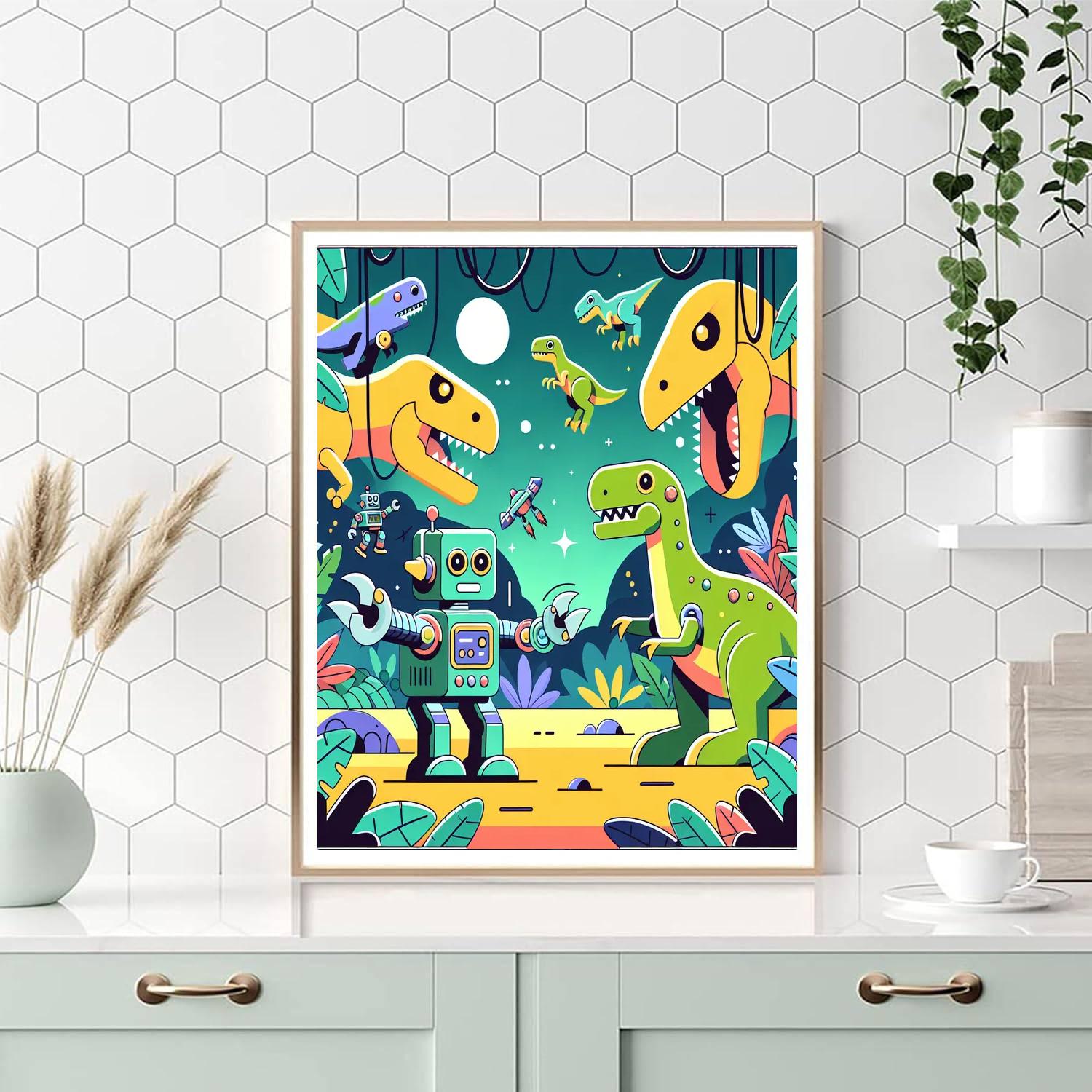 Robots Vs. Dinosaurs Painting Number Kit