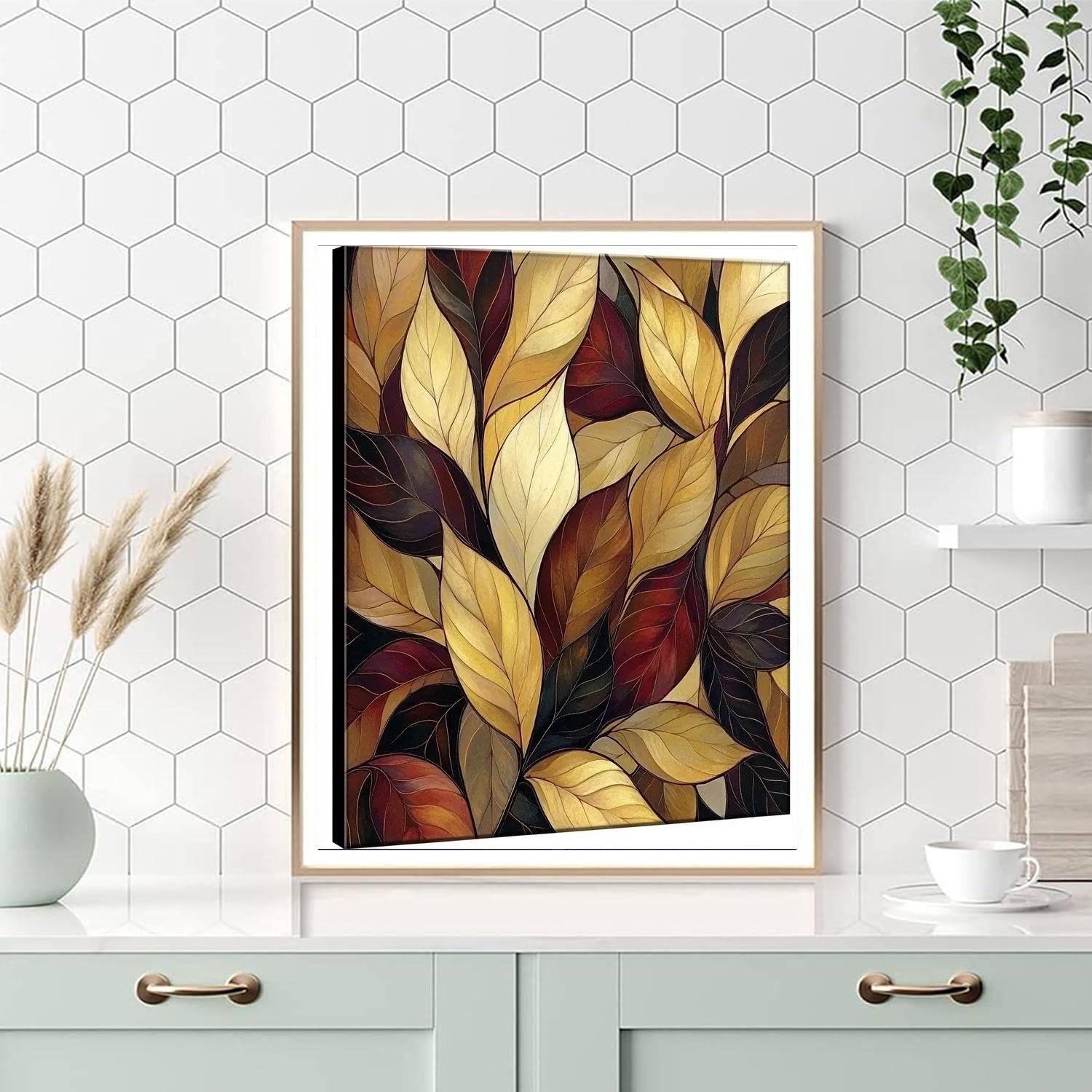 Alphonse Mucha Inspired Whirling Leaves  DIY Paint By Numbers