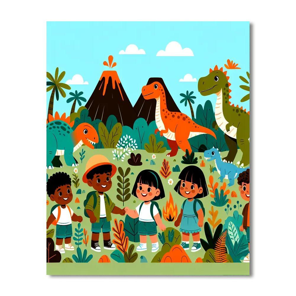 Journey To Dino Land Number Painting