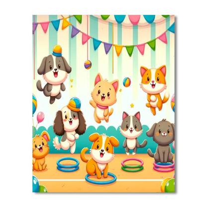 Whimsical Pet Show Paint By Numbers Art