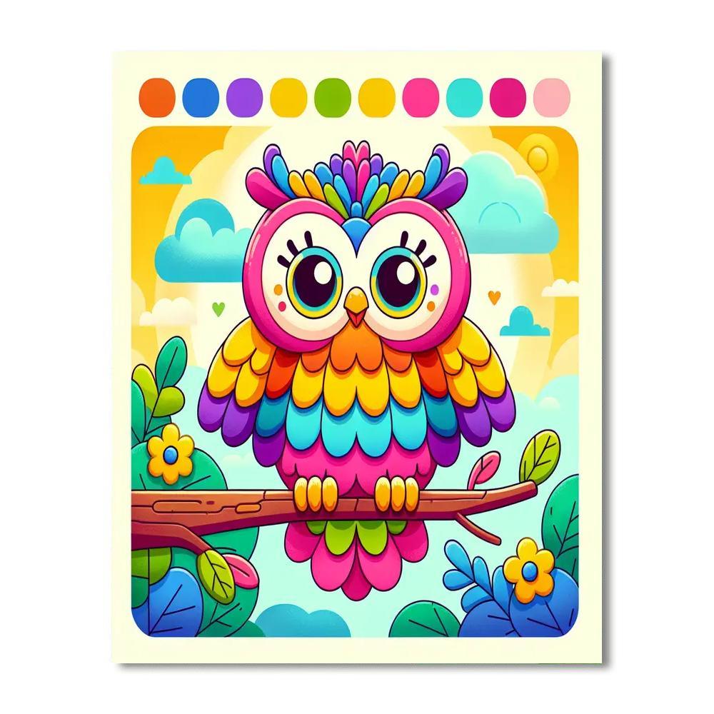Rainbow Owl Paint By Numbers Art