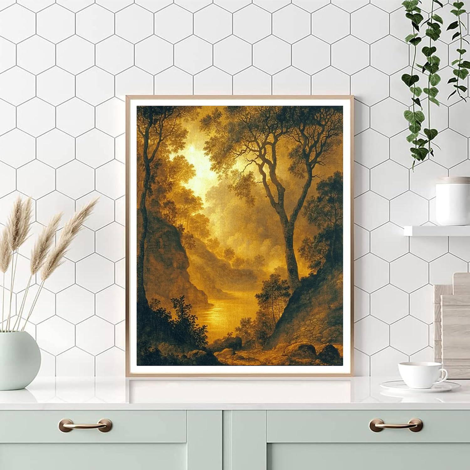 Caravaggio Inspired Mystical Landscape Reflections  Paint By Color