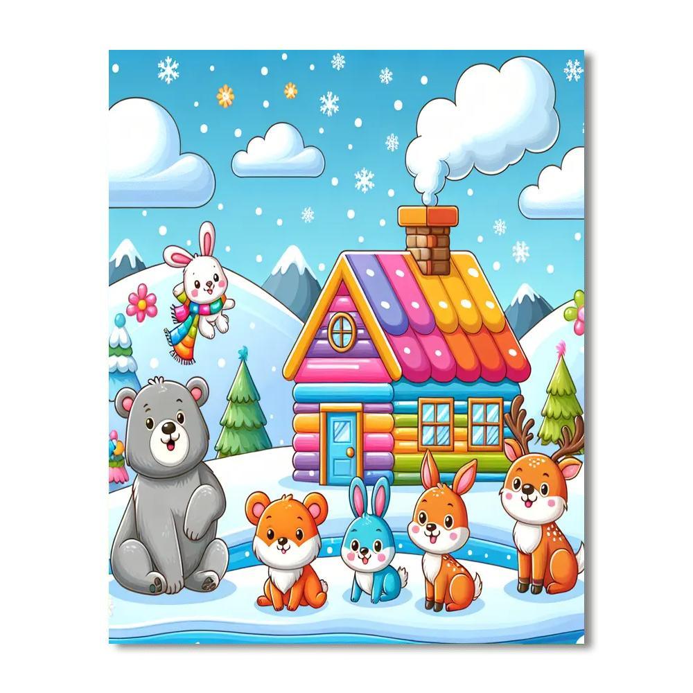 Cozy Cabin Critters Number Painting