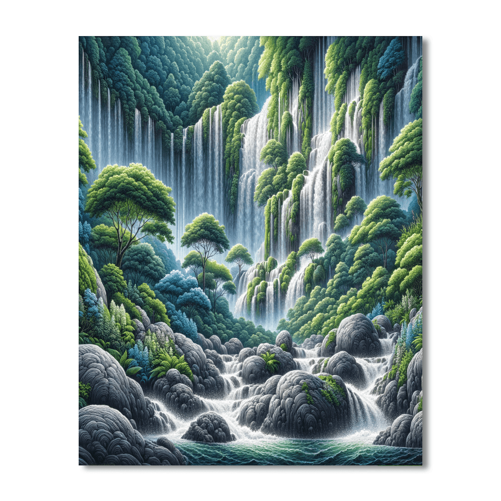 Cascading Waterfalls Paradise Painting By Numbers Kit