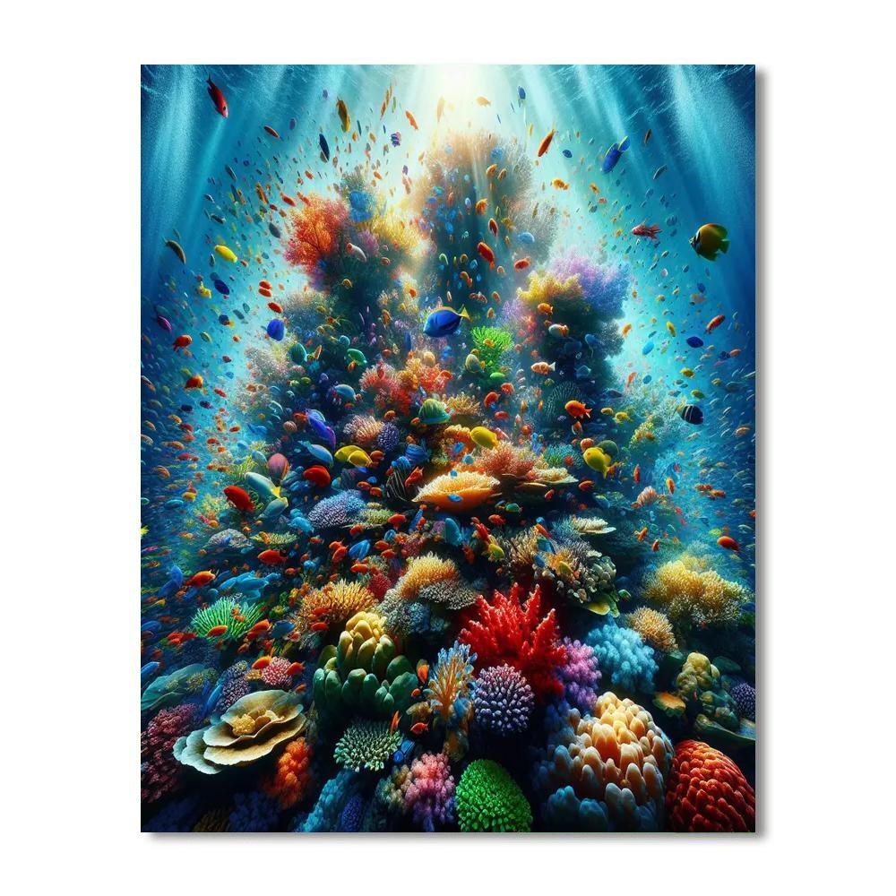 Vibrant Undersea Coral Numbered Painting Kits