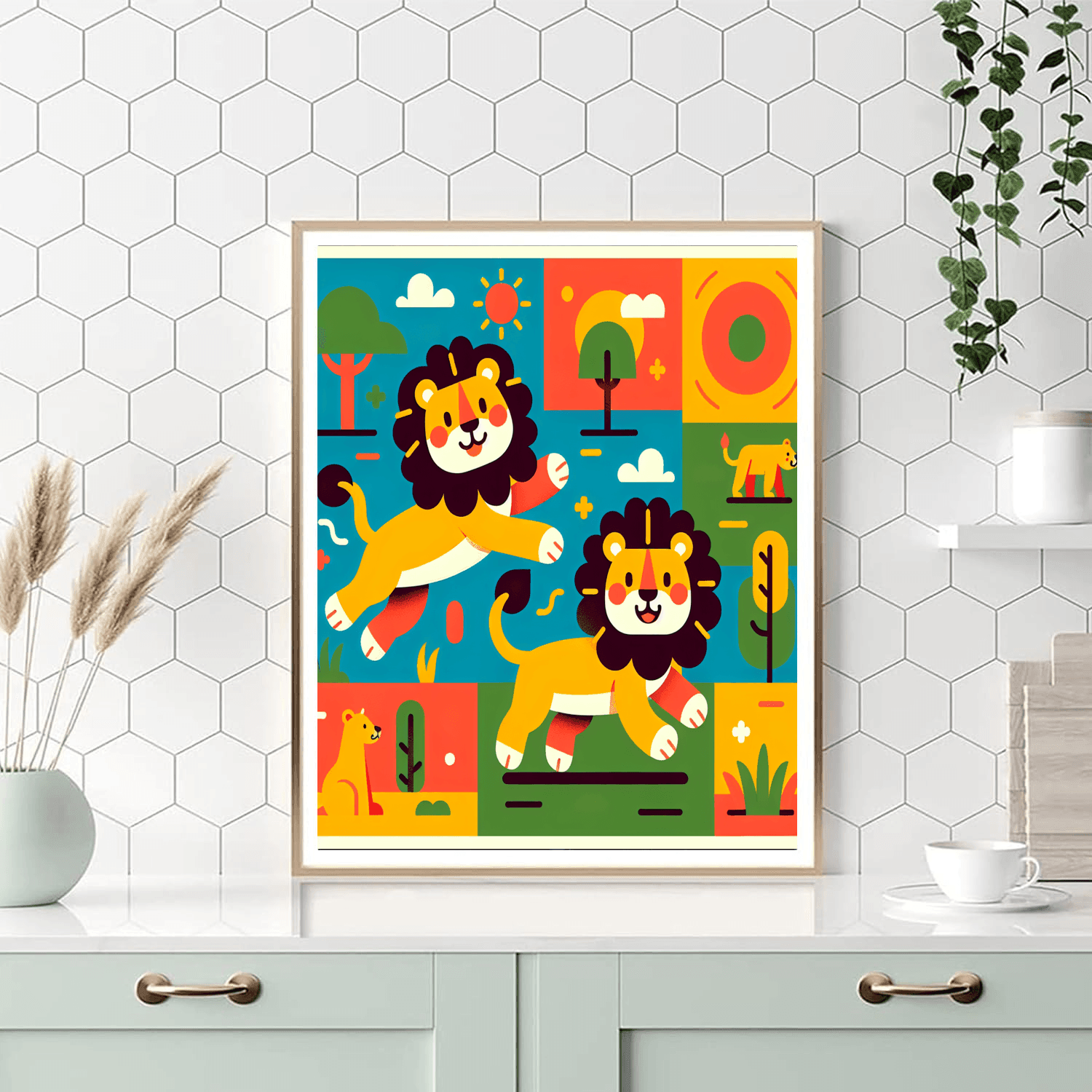 Lively Lion Leap Number Painting