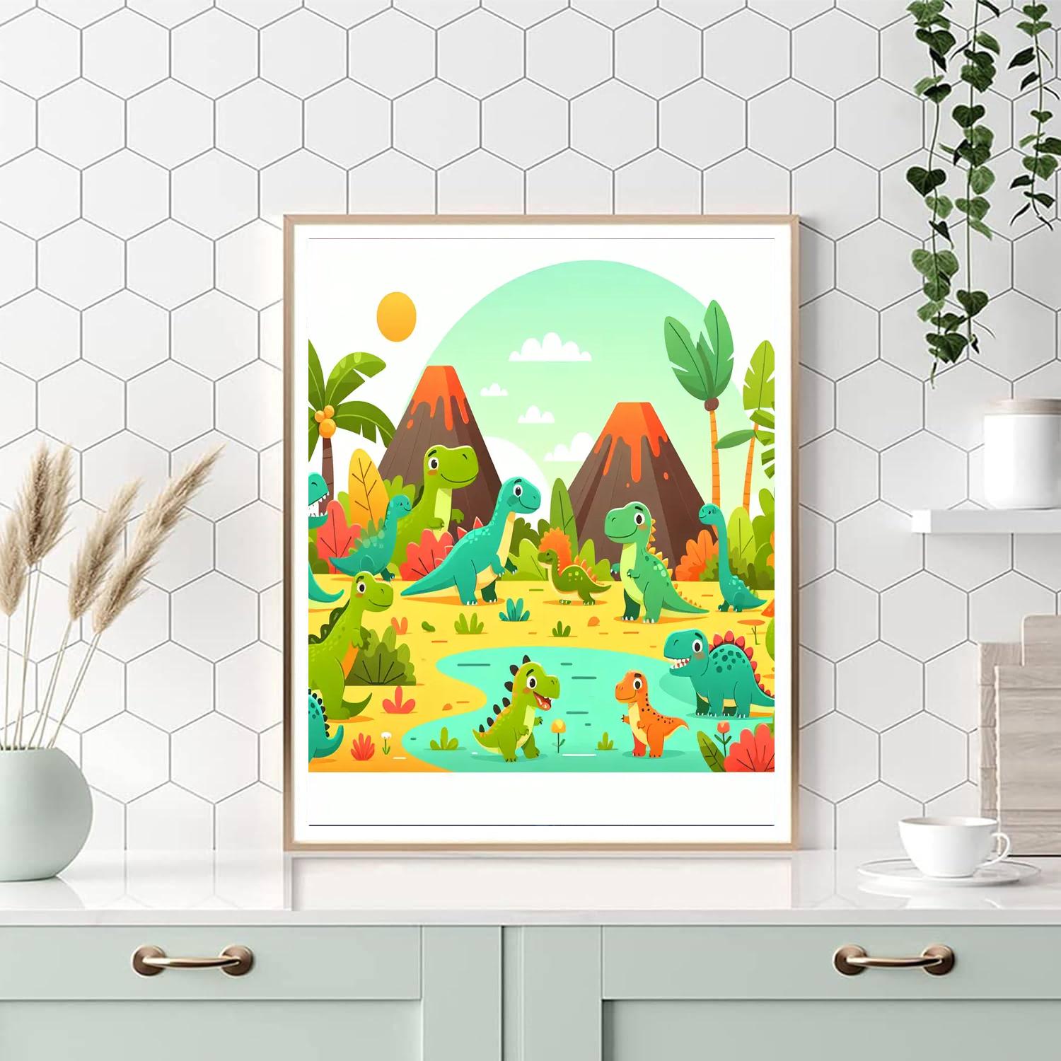 Dinosaurs Roam Number Painting