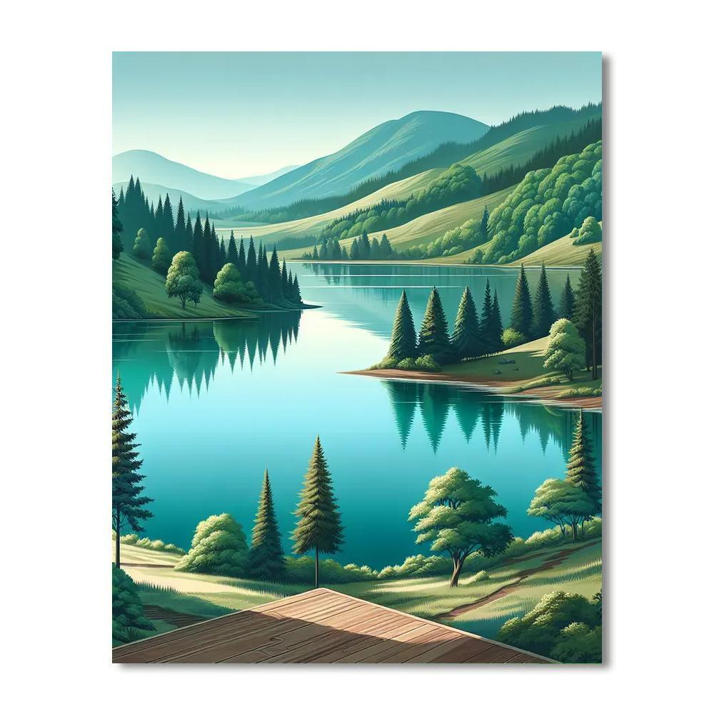 Calm Lakeside Vista DIY Paint By Numbers
