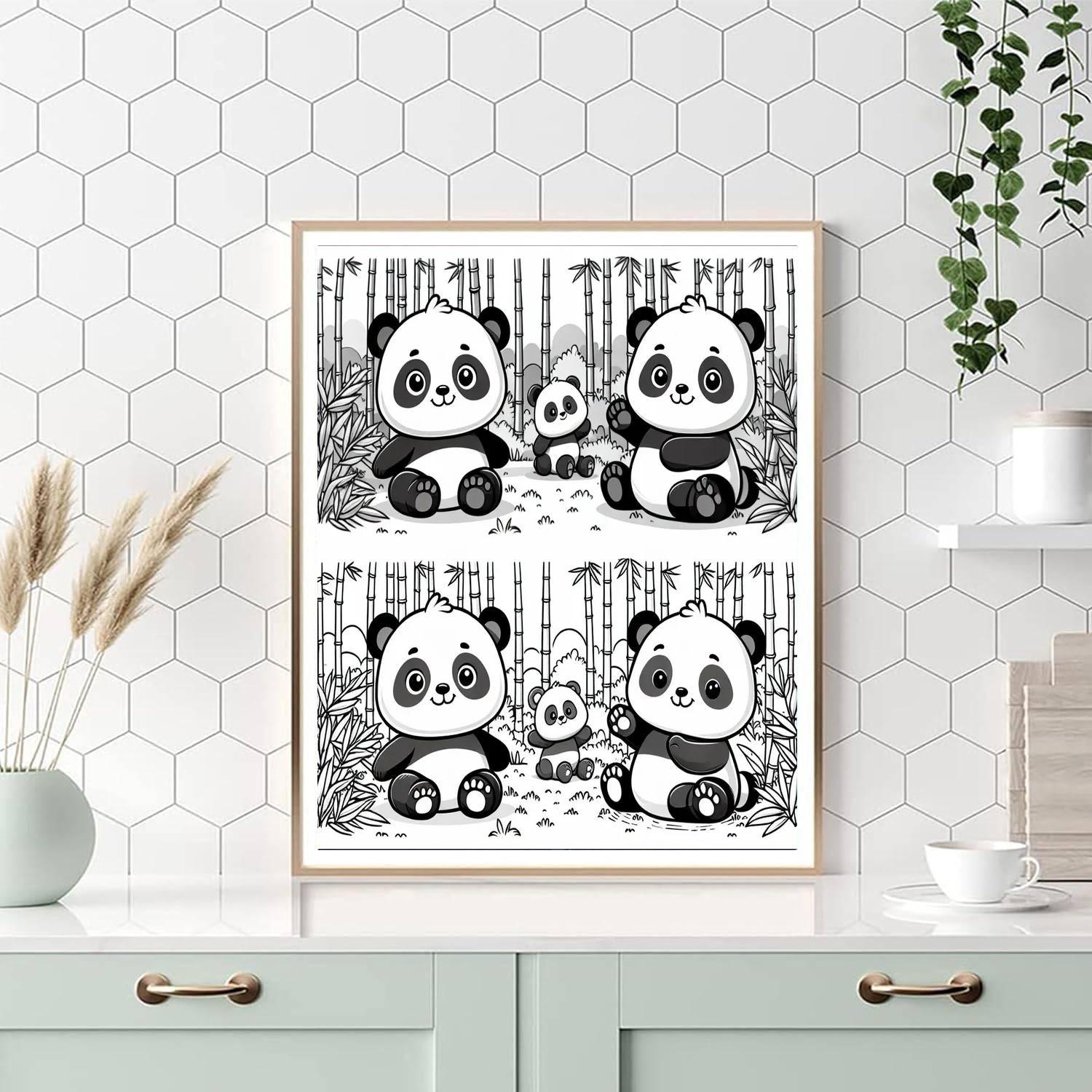 Cuddly Pandas Number Painting