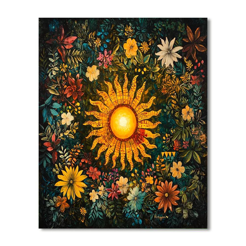 Frida Kahlo Inspired Harmony Of The Aztec Sun  Painting Number Kit