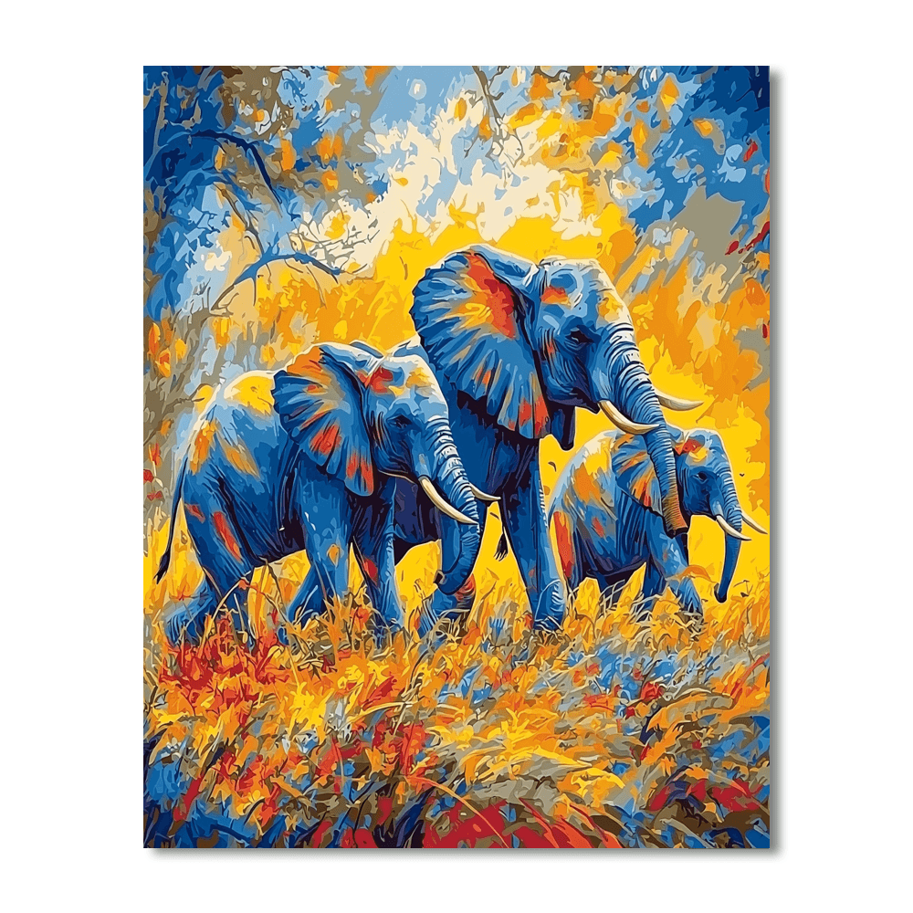 Franz Marc Inspired Majestic Elephants  Numbered Painting Kits
