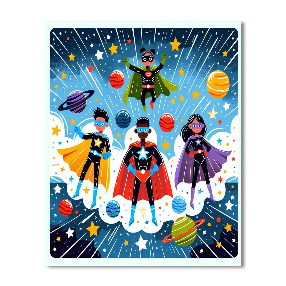 Cosmic Superheroes Unite Numbered Painting Kits