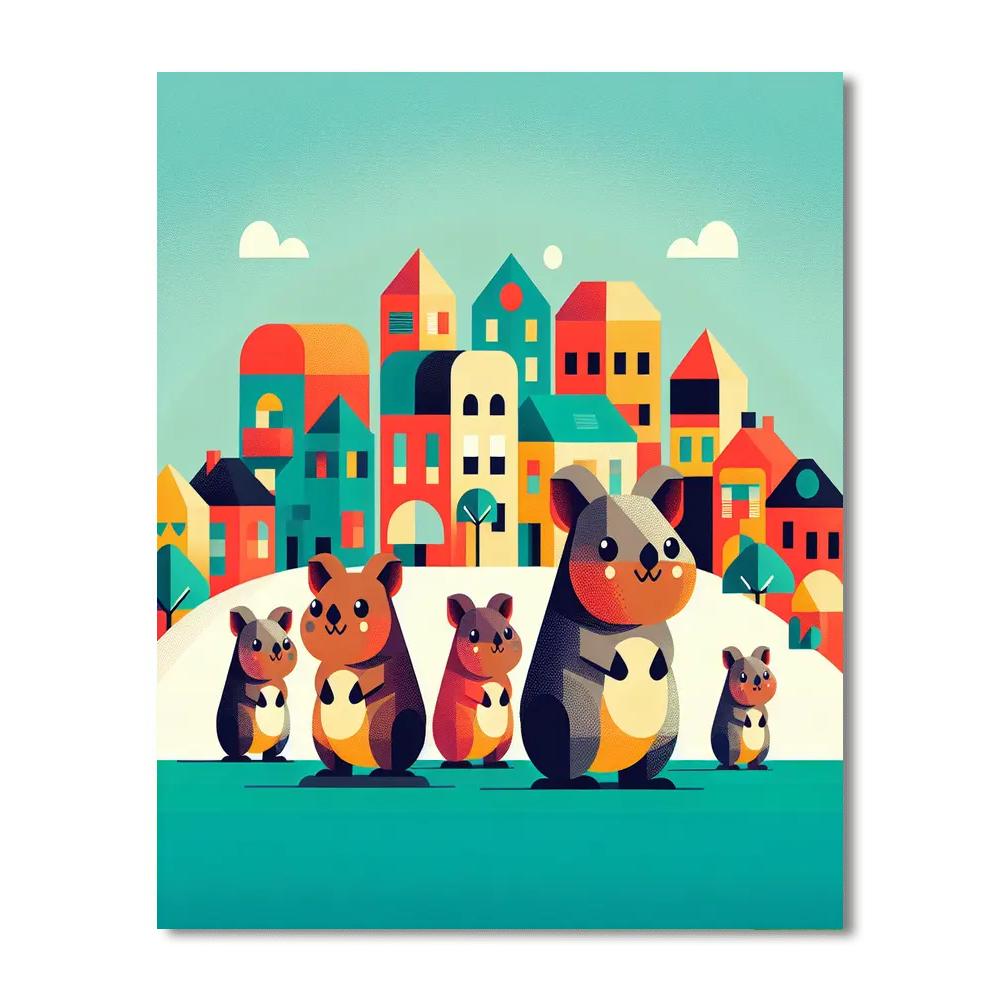 Quaint Quokka Town Painting By Numbers Kit