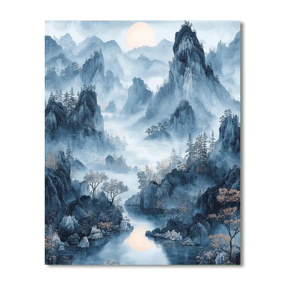 Zhao Mengfu Inspired Vision Of Eternal Mountains  Paint By Color