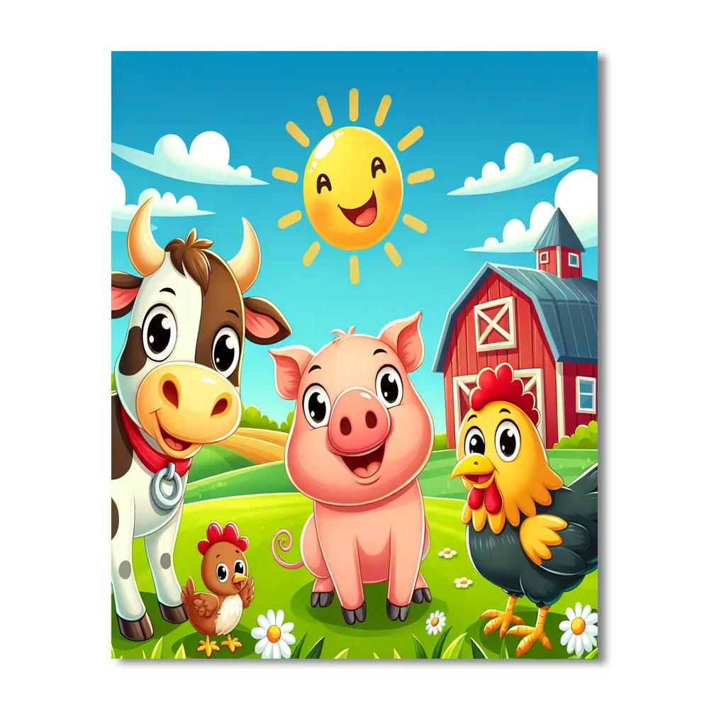 Curious Farm Animals Numbered Painting Kits