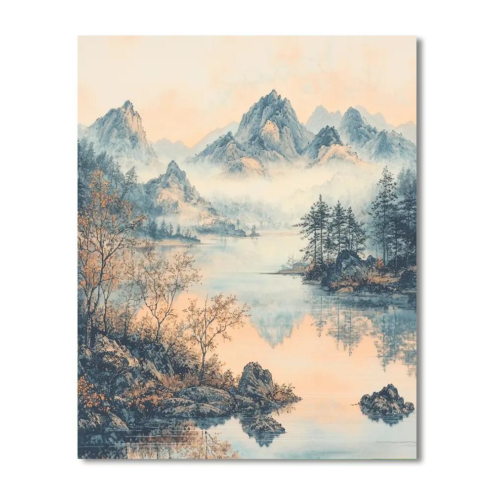 Zhao Mengfu Inspired Mystical Horizon  Numbered Painting Kits