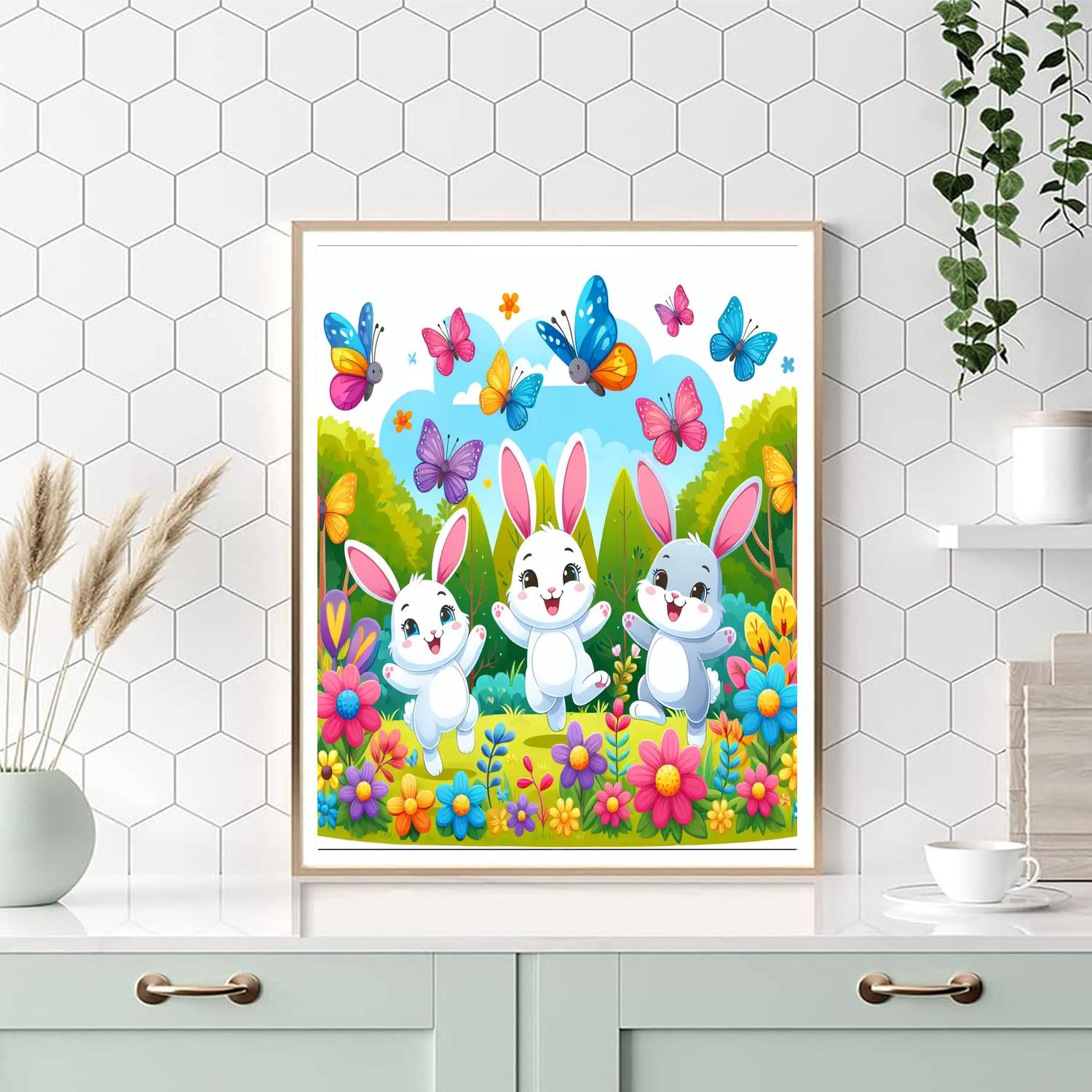 Cute Bunnies Paint By Numbers Art
