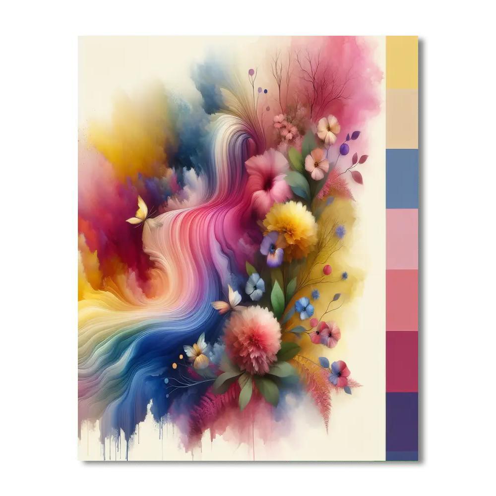 Cascading Watercolor Flowers Paint By Numbers