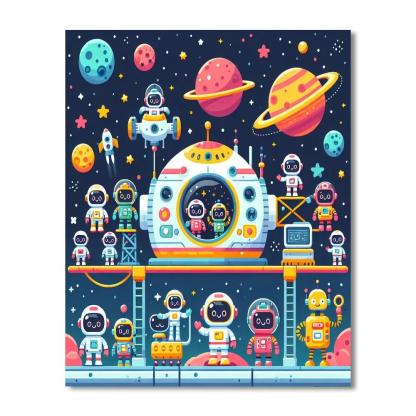 Cosmic Space Station Number Painting