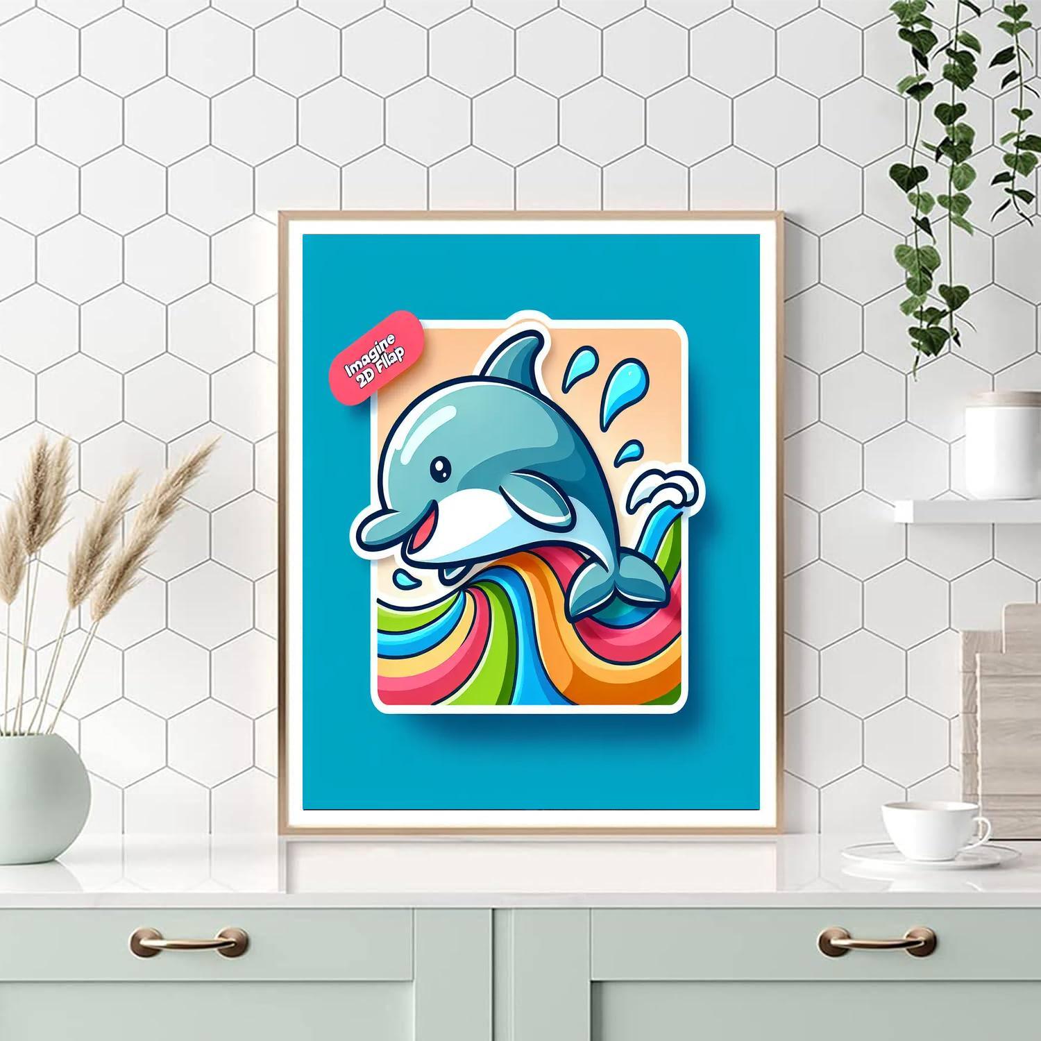 Rainbow Dolphin Waves Paint By Color