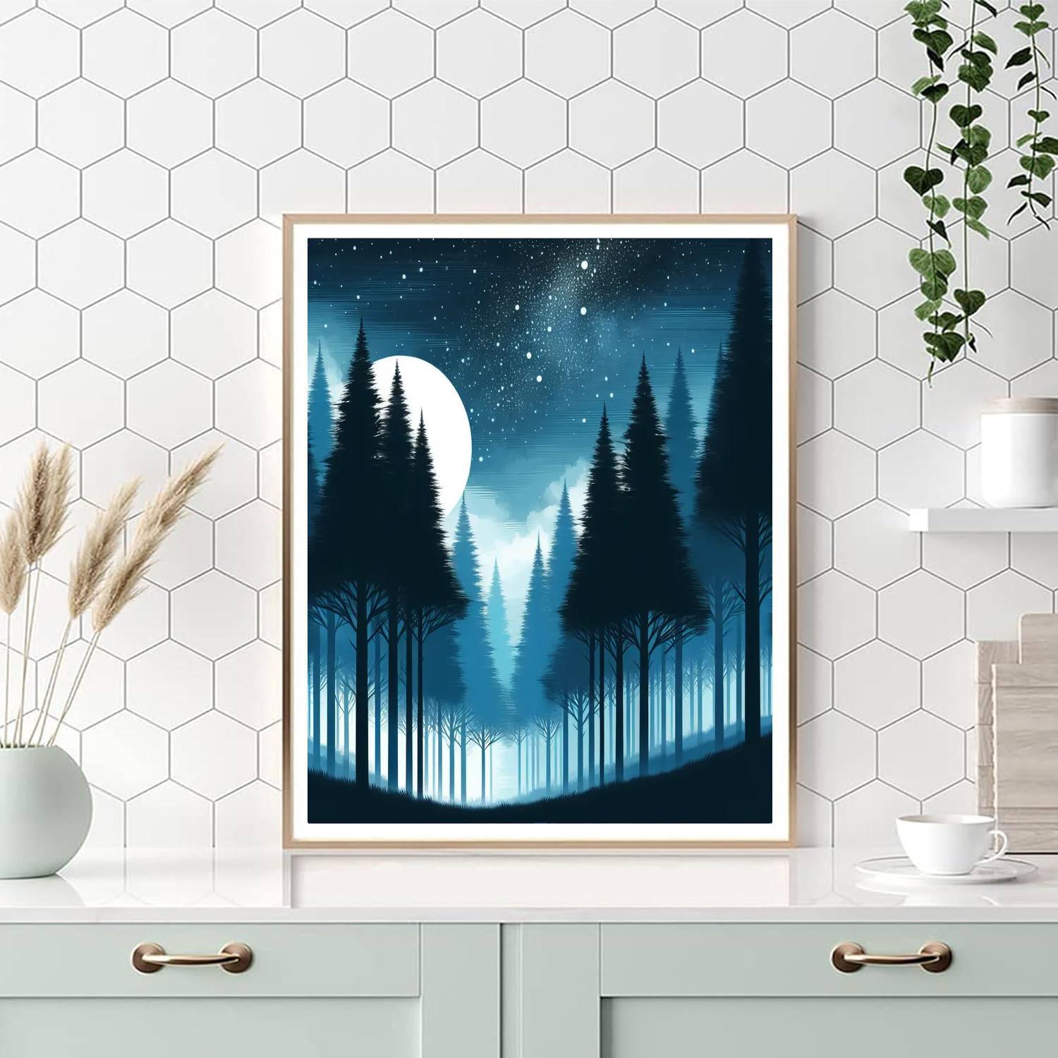 Charming Nighttime Forest Numbered Painting Kits