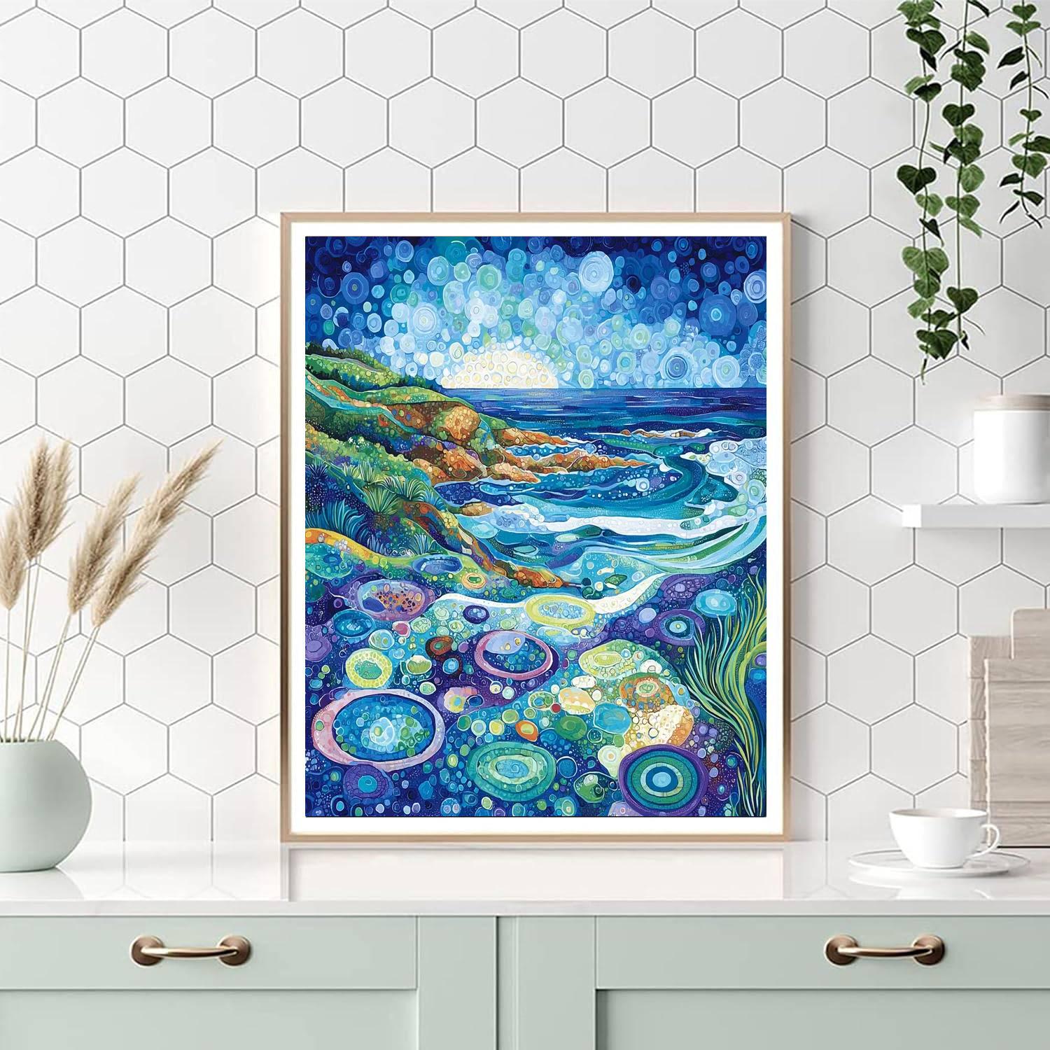 Georges Seurat Inspired Cosmic Tidepools  Number Painting