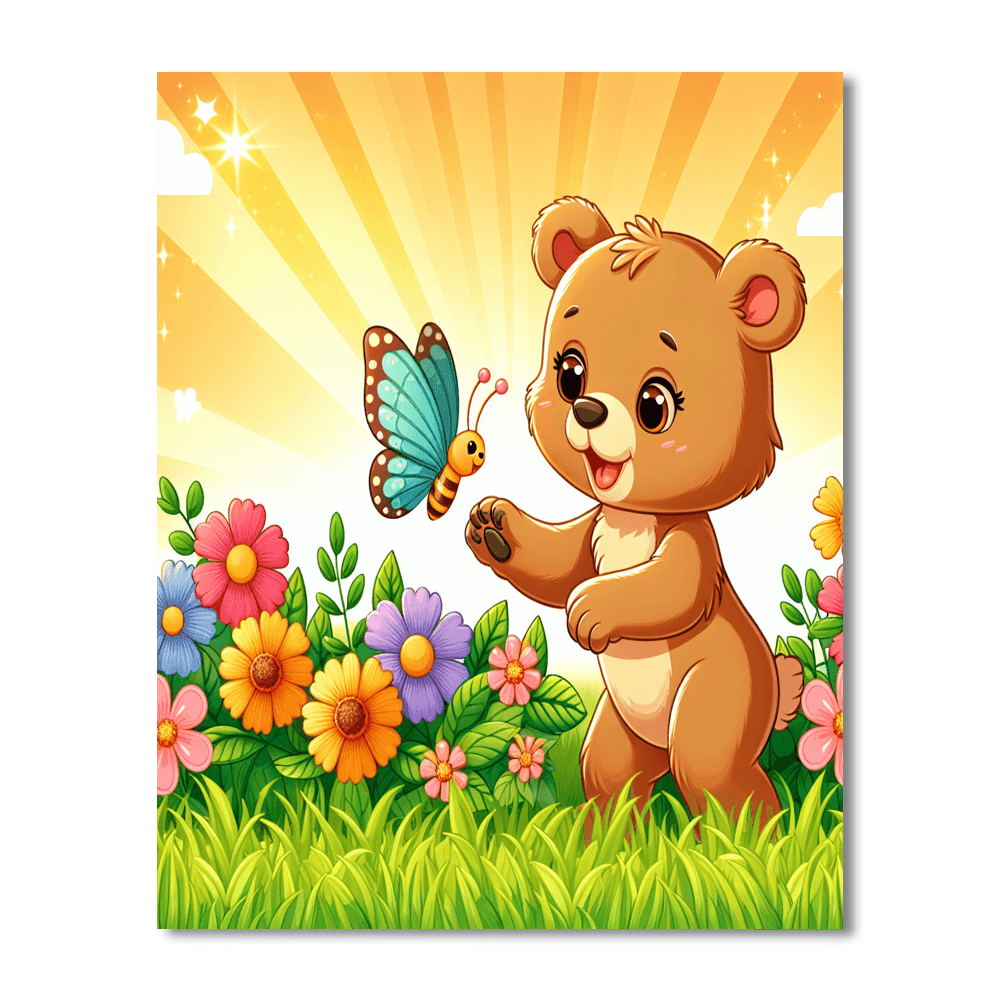 Adventurous Bear Cub Number Painting