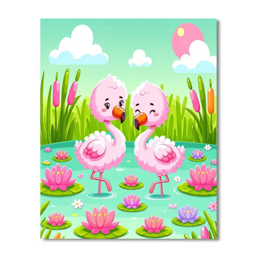 Fluffy Flamingos Paint By Numbers Art