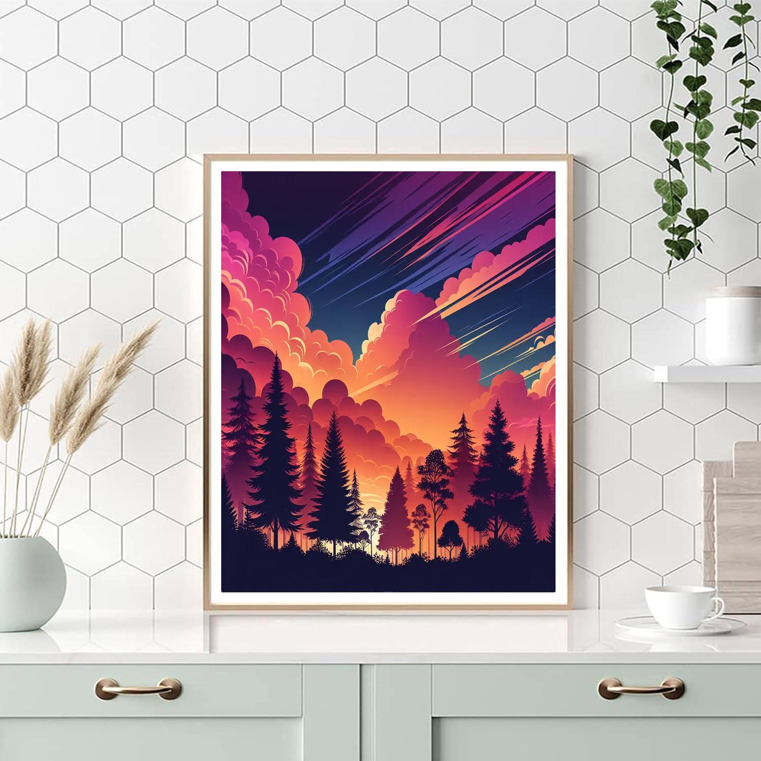 Elegant Sunset Silhouette Paint By Numbers