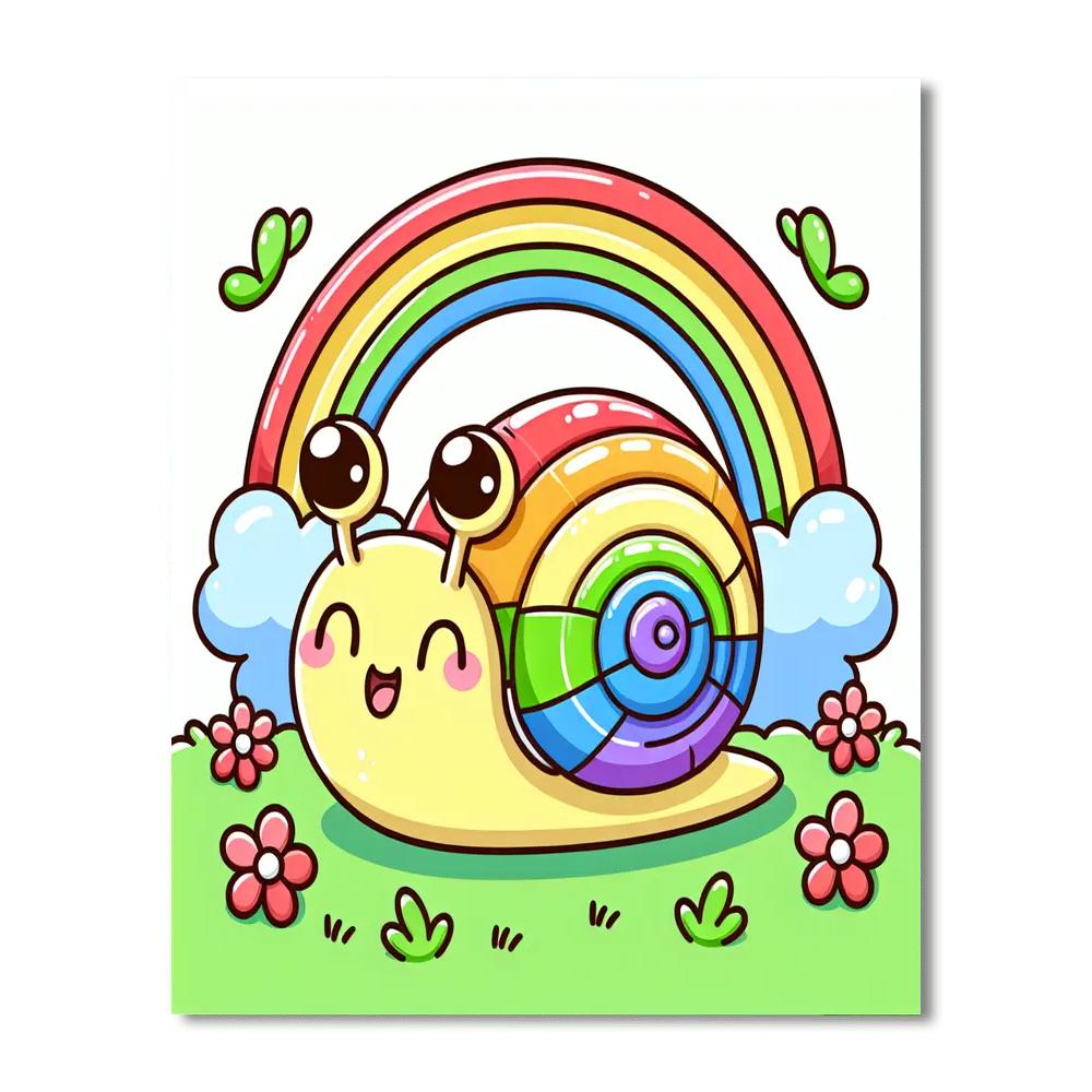 Giggling Rainbow Snail Numbered Painting Kits