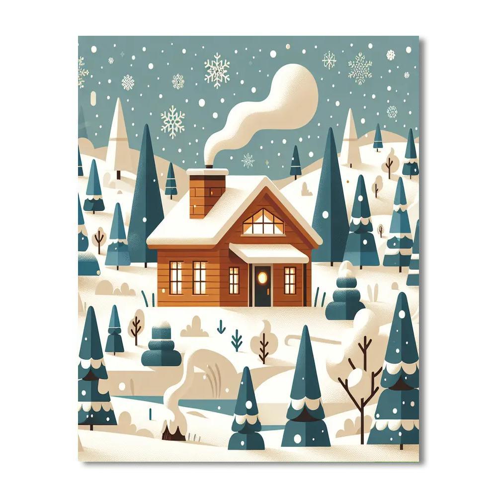 Wondrous Winter Lodge Paint By Numbers Art