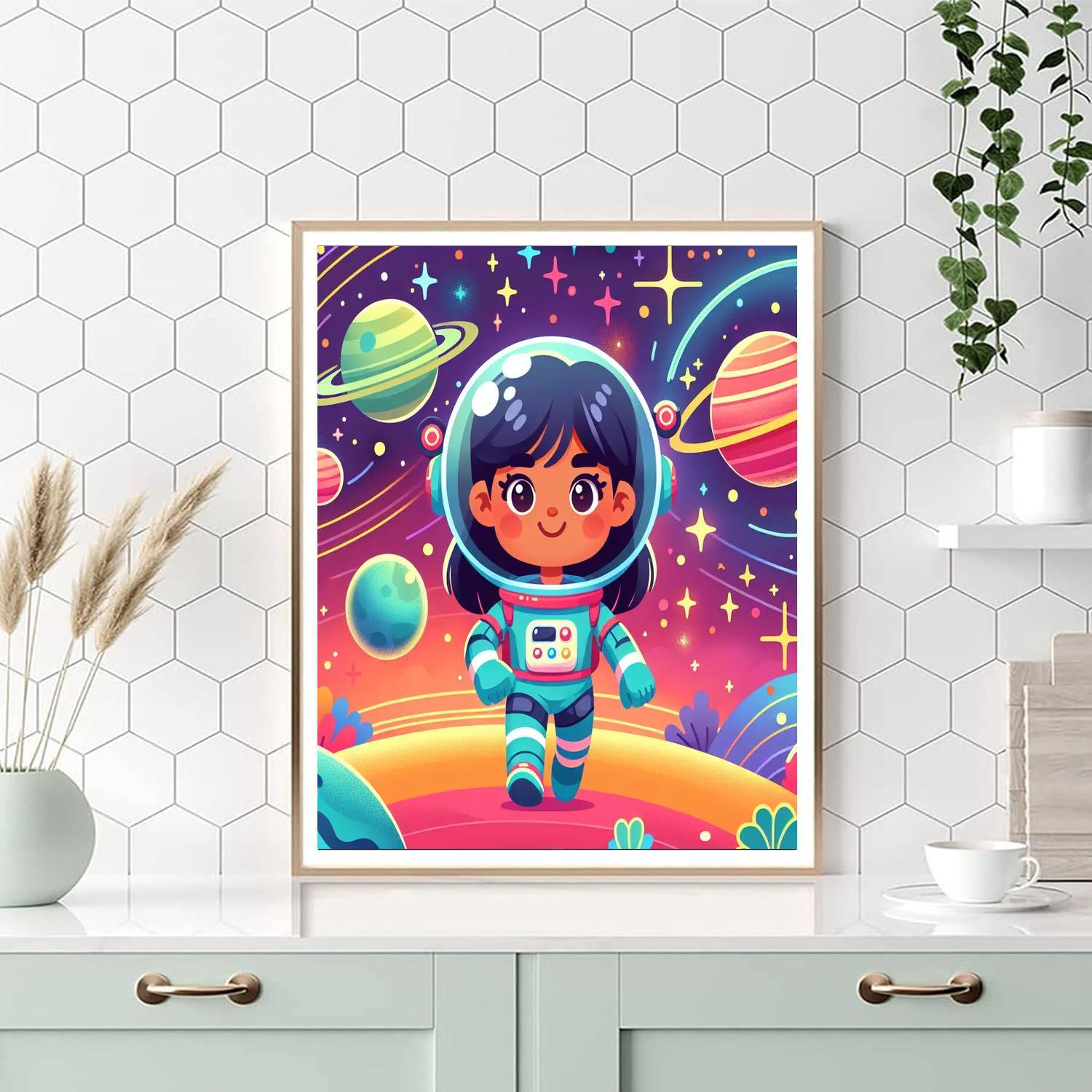 Space Cadet's Galactic Journey Paint By Numbers Art