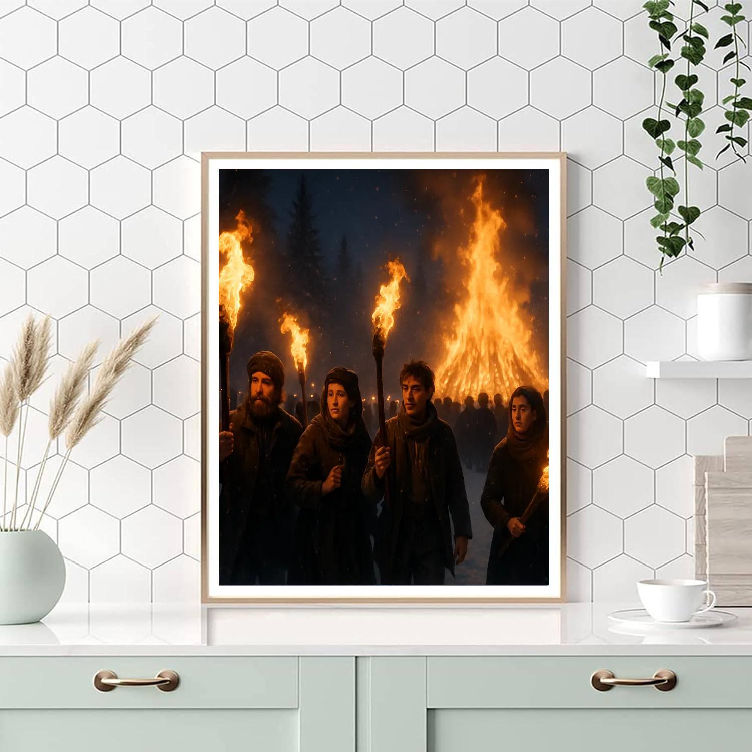 Nozawa Onsen Fire Festival Paint By Numbers Art