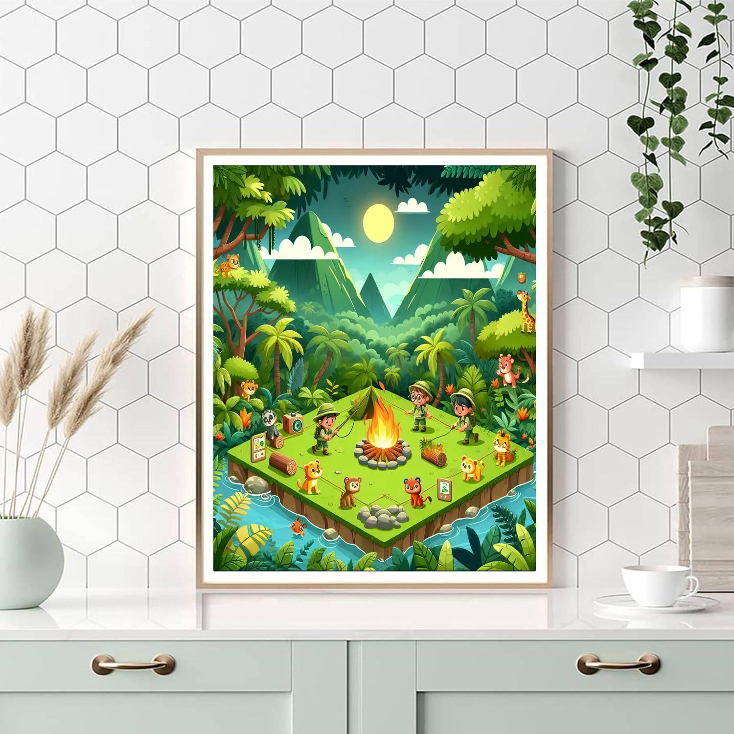 Adventurer's Jungle Camp DIY Paint By Numbers